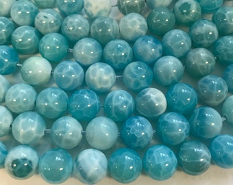 8mm 10mm Round Larimar Agate Gemstone Beads - 15.5 inch  strand
