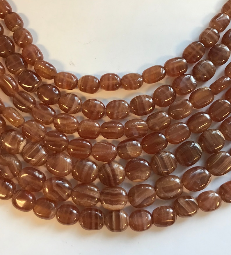 x Natural Rhodochrosite 10-8 mm Flat Oval Gemstone Bead--15.5 inch strand-1 strand3 strands 12-10