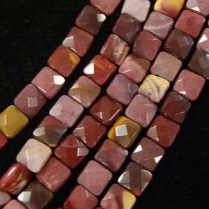 Mookaite 12x12x 5mm Faceted Square Gemstone Bead - 15.5 inch strand