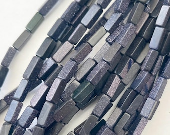 blue goldstone 10x4mm tube Gemstone Beads -15.5 inch strand