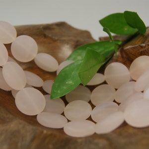 20x6mm Pale pink Coin matte sea glass Beads frosted glass beads-8 inches strand