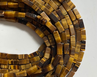 Natural Tiger's Eye 10x4mm Tube Gemstone Beads--15.5"