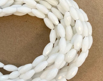 White Jade 12x6mm Faceted Oval Gemstone Bead-- 15.5'' - Etsy