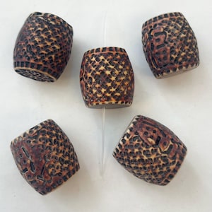 Carved Bone 25x23mm Drum Shape Bone Bead