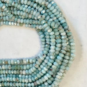 100% Natural Dominican Larimar 6X3mm Faceted Rondell  Larimar Beads--15.5 inch, Gemstone Beads