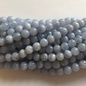 Natural blue lace agate 3mm 4mm 6mm, 8mm 10mm 12mm 14mm Round Gemstone Beads---15.5 inch strand