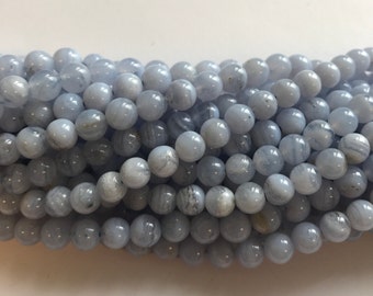 Natürliche blaue Spitze Achat 3mm 4mm 6mm, 8mm 10mm 12mm 14mm runde Edelstein Perlen --- 15,5 Zoll Strang