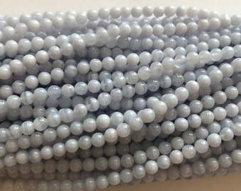 Natural blue lace agate 3mm, 4mm 6mm 8mm 10mm 12mm Round Gemstone Beads---15.5 inch strand