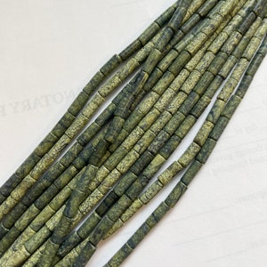Natural Serpentine 10x4mm Cylinder Gemstone Beads--15.5&quot;