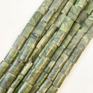 Canadian Jade 20x12x7mm Rectangle Gemstone Bead--15.5 inch strand-