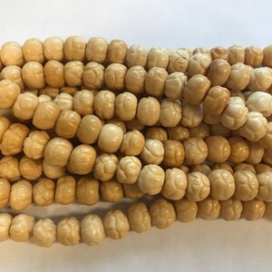 Carved Bone 10x7mm  Flower Bone Beads -7.5&quot;--