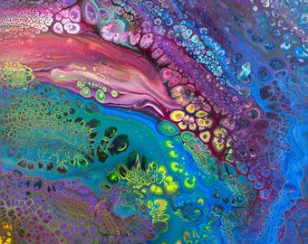 Abstract Fluid Painting/Acrylic Art/ Fluid Painting/ Flow Painting/ Wall Mount/ Modern/ Psychedelic / Trippy/ Pour / Home Decor