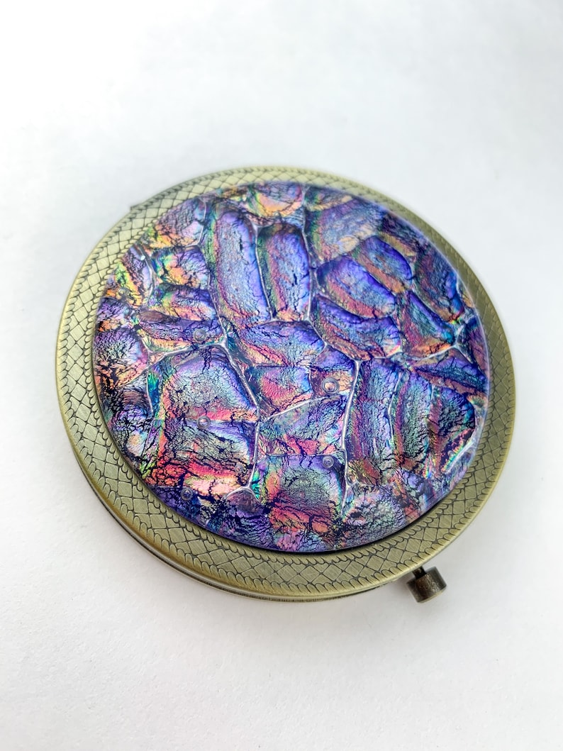 One of a Kind Compacts Multicolor Dichroic Glass Compact Mirror