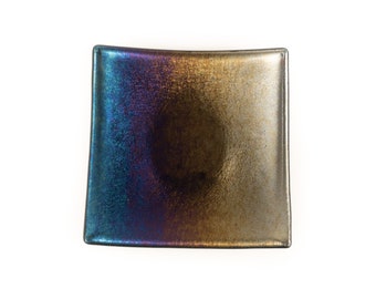 Rainbow Iridescent Glass Plate, Iridescent Ring Dish