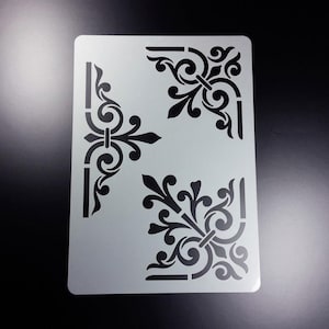 Stencil ornament 3 motifs corners tendril - BS68