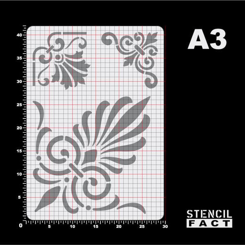 Stencil Palmette Corners 3 motifs-BS11