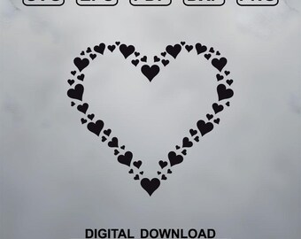 Heart Frame SVG Love Hearts Wedding Plott Vector dxf eps png pdf File ClipArt Download
