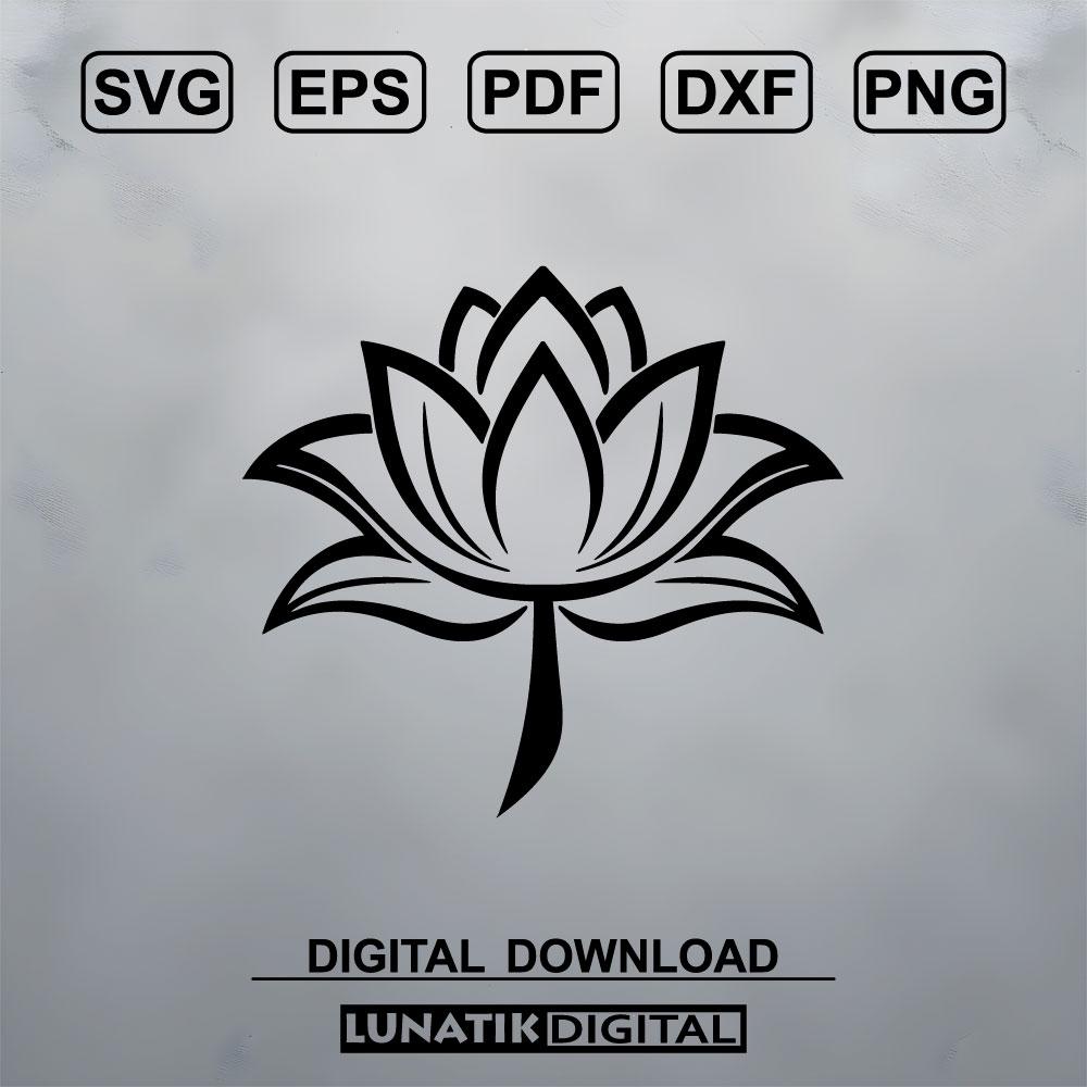 Lotus SVG Lotus Blossom Lotos Zen Plott Vector Dxf Eps Png Pdf