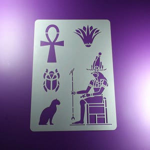 Stencil Egypt Ankh Horus Lotus Bastet Scarab - BA04