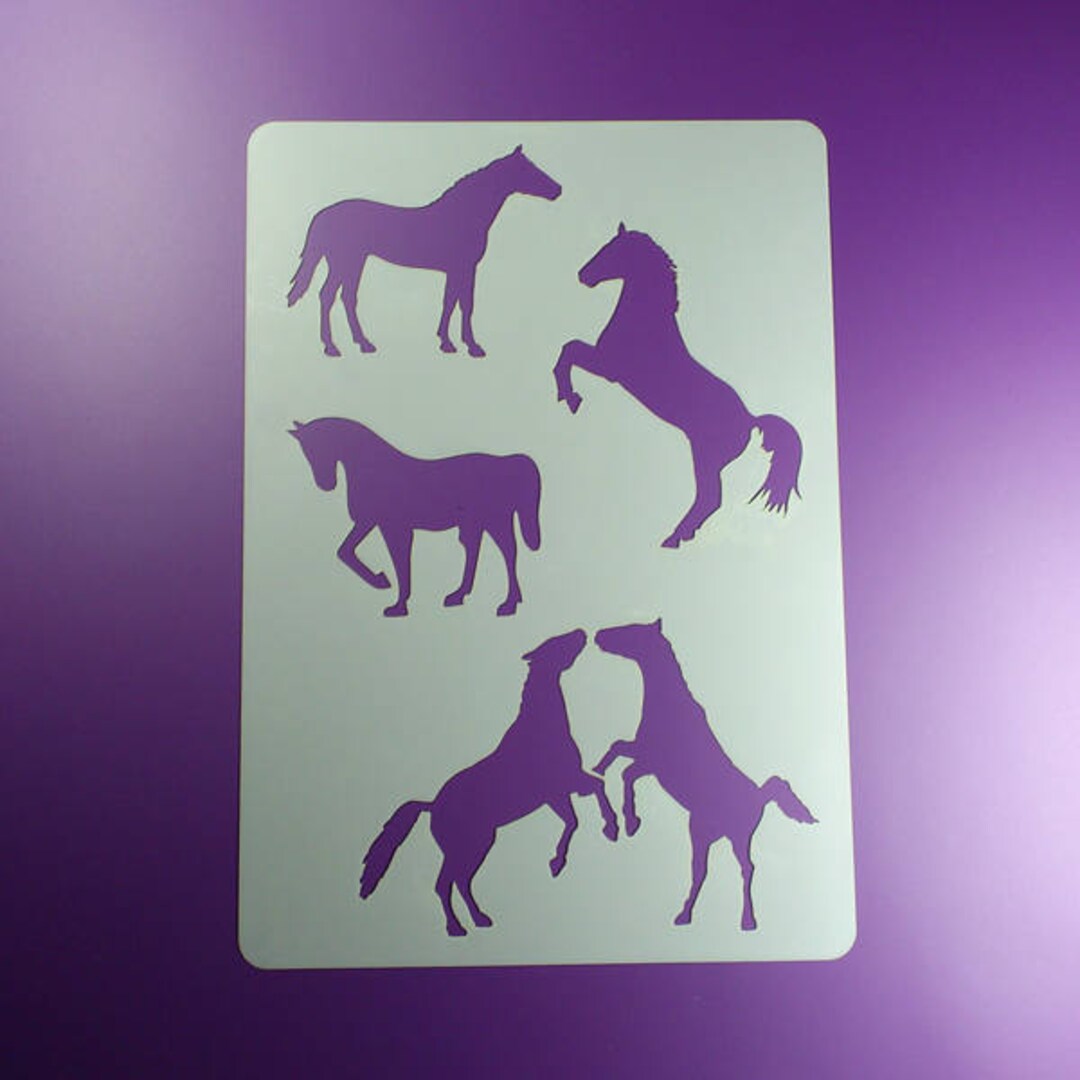 Stencil Horse 4 Horses Motifs Mare Riding BV01 Etsy