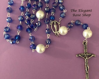 Beautiful Handmade Rosary in Blue
