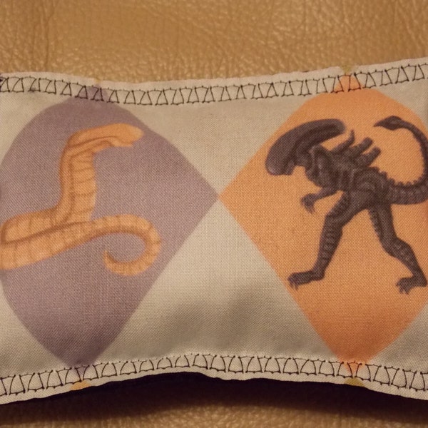 Argyle Alien - handmade organic catnip toy/mini pillow - Halloween