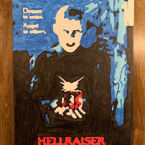 Hellraiser película cartel acrílico original pintura 20 x 16