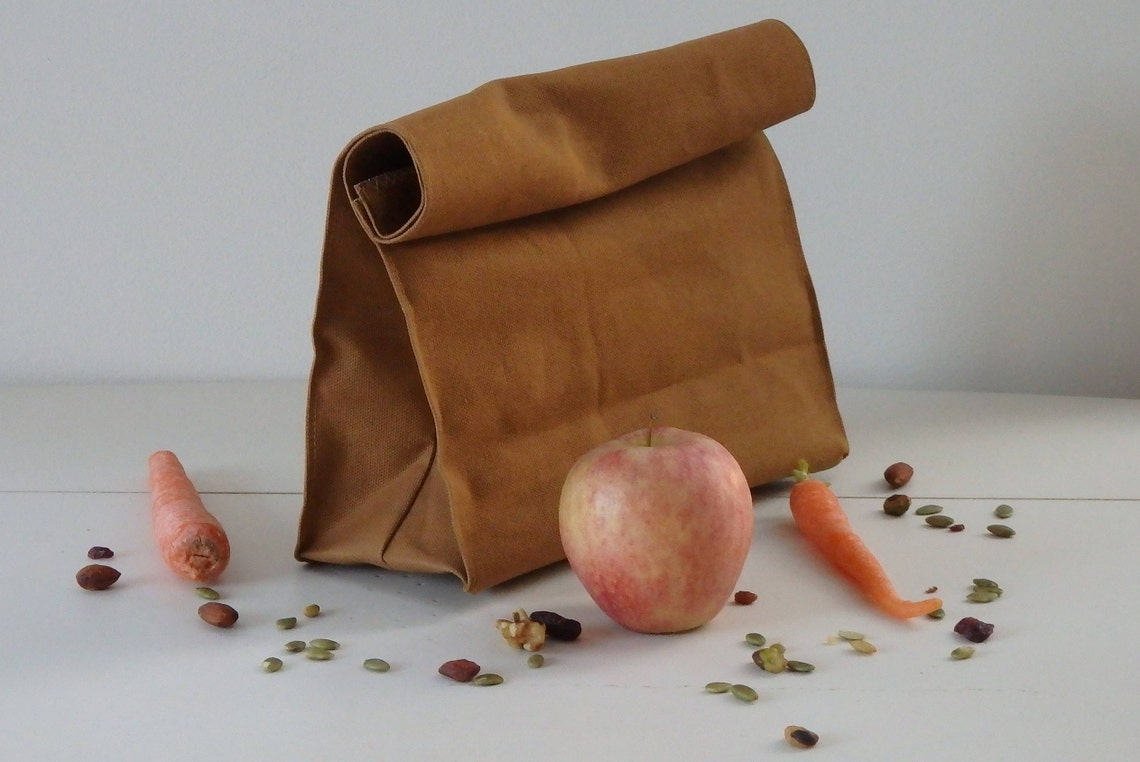Canvas Reusable Brown Lunch Bag Etsy