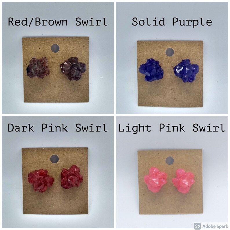 Faux Crystal Stud Earrings Handmade Resin Crystal Stud Earrings Style B