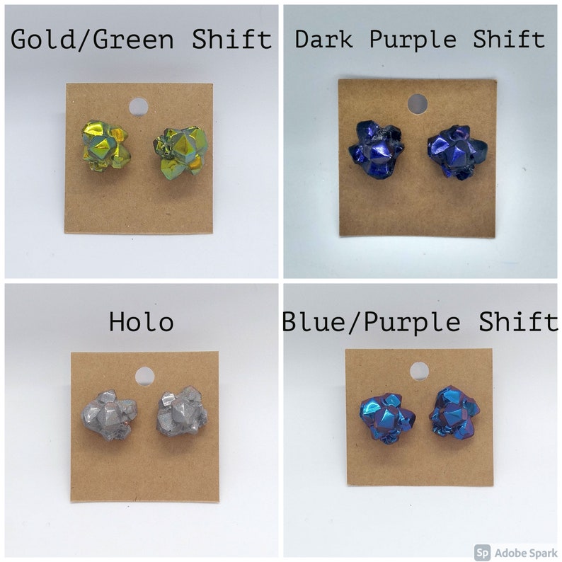 Faux Crystal Stud Earrings Handmade Resin Crystal Stud Earrings Style B