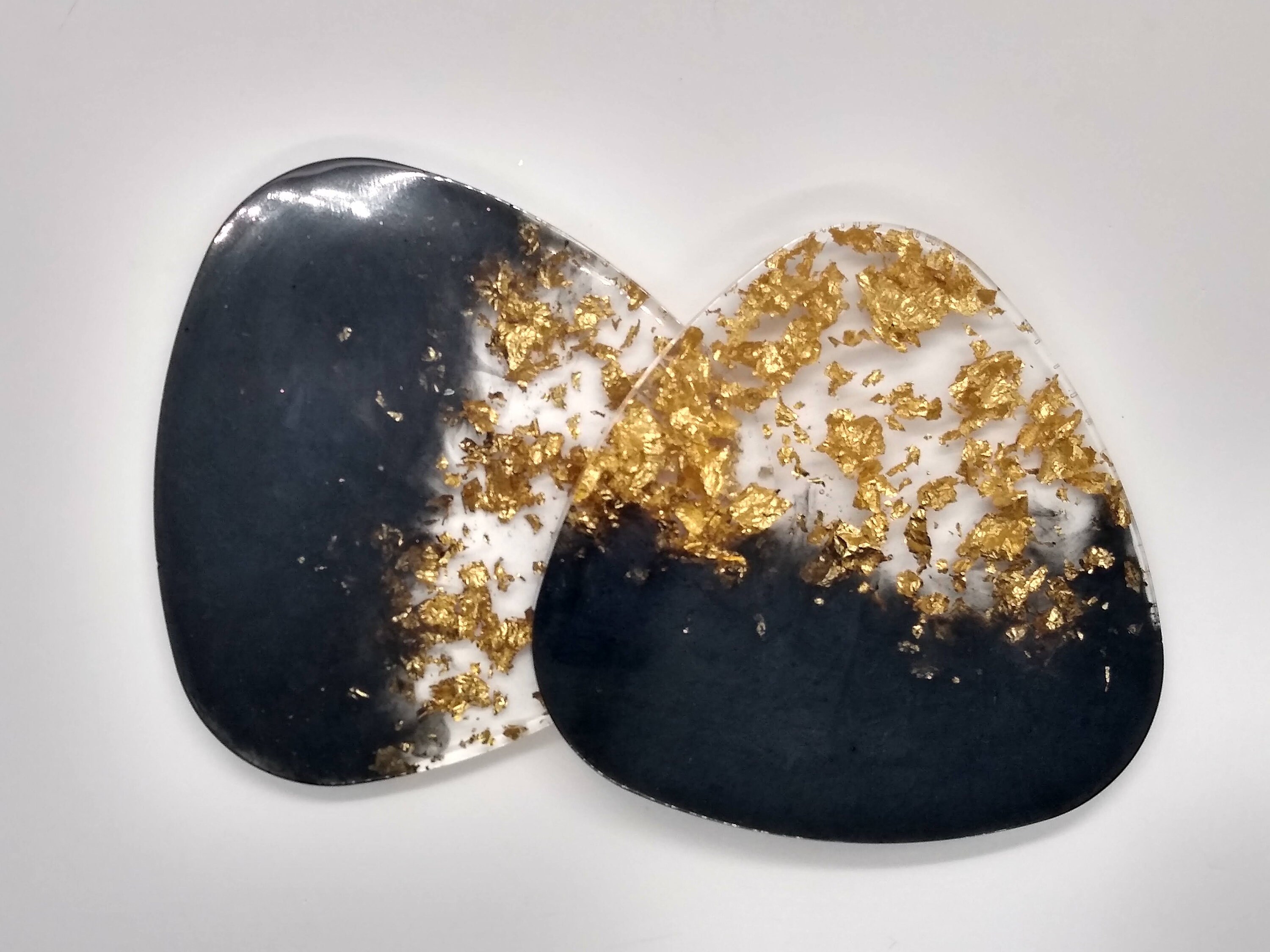 Black and Gold Leaf Handmade Resin Coasters Triangle Resin - Etsy