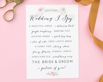 Wedding I Spy Game - I Spy Digital Download - Simple Floral Wedding I Spy Game - Rustic Wildflower - Wedding Reception Game Download