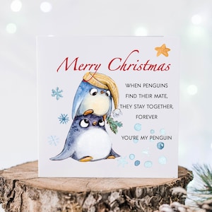 Pinguïns Merry Christmas Card Echtgenoot | Wenskaart voor partner-| Kerstkaart vrouw, voor hem en voor haar | Jij bent mijn Pinguïn