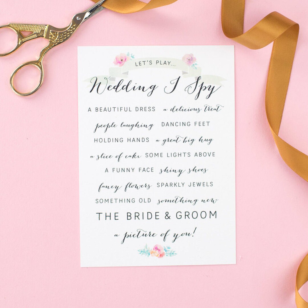 Wedding I Spy Game I Spy Digital Download Simple Floral Wedding I