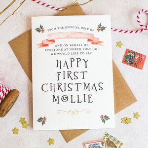 Biglietto di Natale Baby First con stampa interna, Lettera da Babbo Natale, Biglietto di Babbo Natale, Biglietto personalizzato da Babbo Natale, Ricordo di Natale per bambini