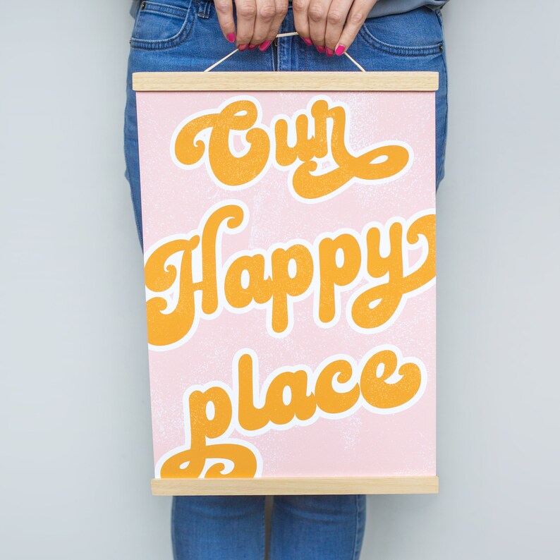 Happy Wall Art Colourful Wall Art Retro Nursery Prints Baby Etsy
