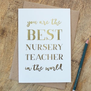 Meilleur professeur de maternelle dans le monde entier, carte d’assistant d’enseignement, carte de vœux en aluminium, carte pour enseignant, pour l’école maternelle, merci enseignant