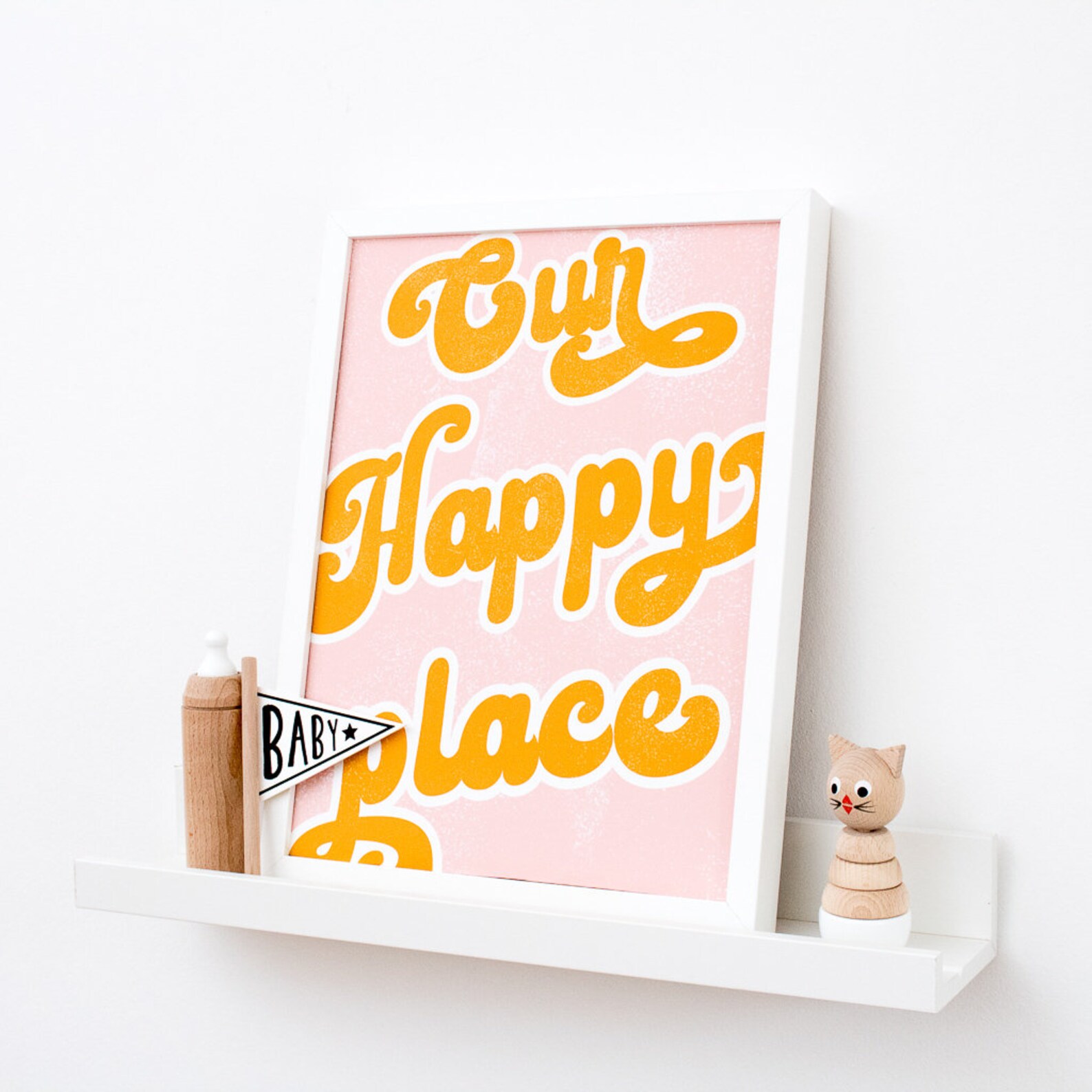 Happy wall art Colourful Wall Art Retro Nursery prints Baby Etsy