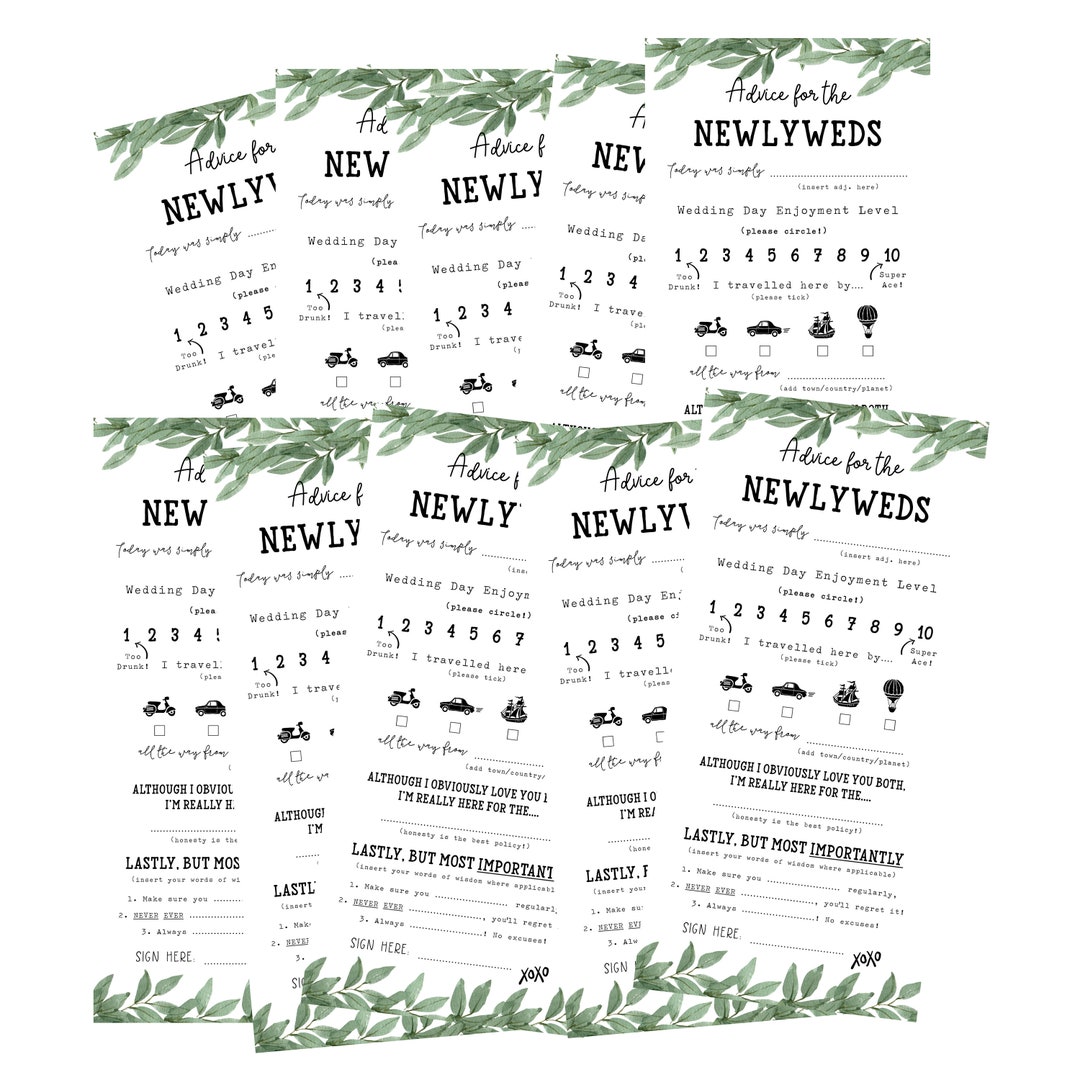 Advice for Mr and Mrs Cards for Wedding, Wedding Mad Libs, Wedding