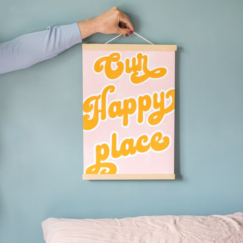 Happy Wall Art Colourful Wall Art Retro Nursery Prints Baby Etsy