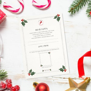 Carta personalizada a Papá Noel o Papá Noel para niños / Tamaño A4 con ilustraciones festivas / Plantilla para rellenar