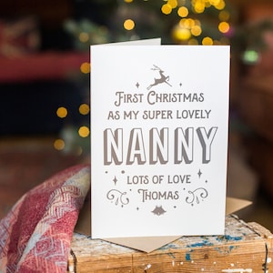 Premier Noël en tant que nounou, la 1ère carte de Noël de bébé pour grand-mère
