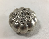 Vintage Silver Pumpkin Box, Cambodian Khmer royal silver, (SBP1), jewelry holder, ring box, trinket, keepsake, snuff, stash, collectible,
