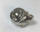 Silver Turtle Box, animal collectible, jewelry, ring box, trinket, keepsake, handmade animal figurine, statue, good luck, lucky tortoise TUB