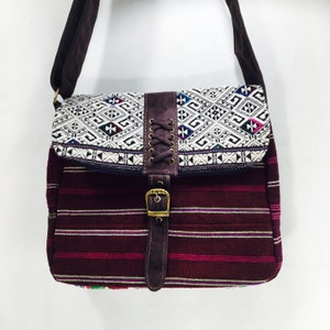 Hmong Hill Tribe 'Tai Lu' Crossbody, special weaving, handmade ethnic hippie boho handbag, embroidered needlepoint cross stitch