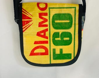 New Colors! Recycled Plastic 'Mini' Crossbody Handbag, upcycled rice bags and feed sacks, purse, travel, shoulder bag