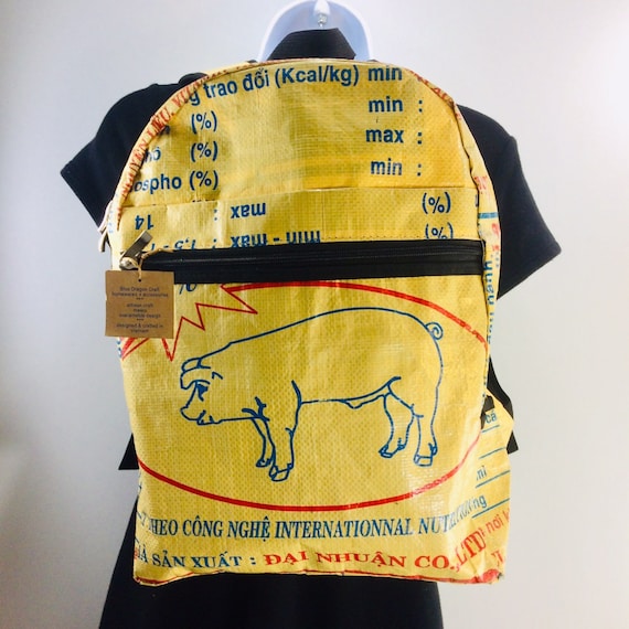 recycled rice bag backpack