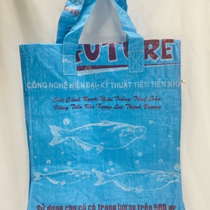 Eco-art Tote Cube, Fish/pig Large Recycled Plastic Rice Bag, Upcycled ...