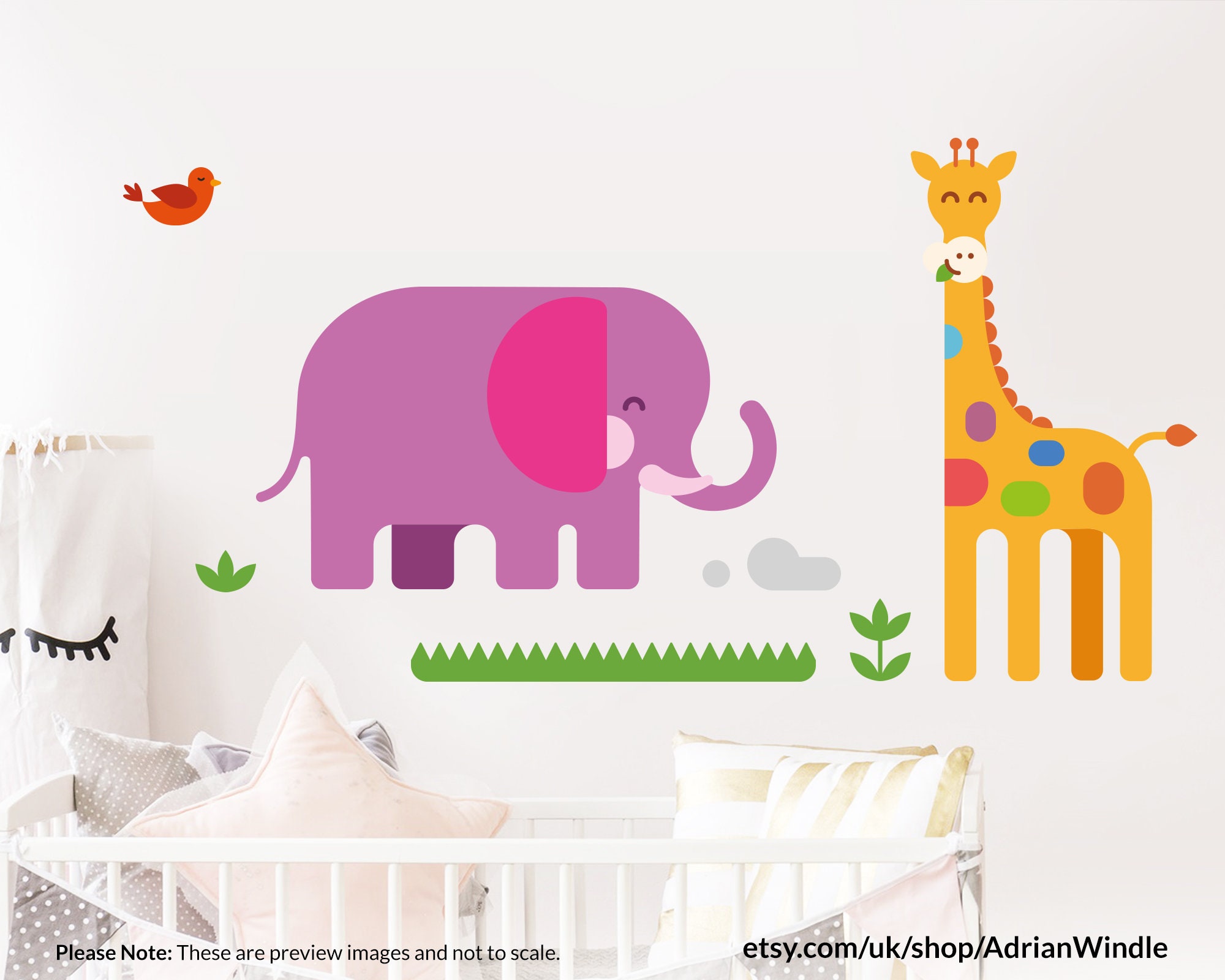 Childs Safari Theme Wall Decal Set INSTANT DOWNLOAD Digital Files