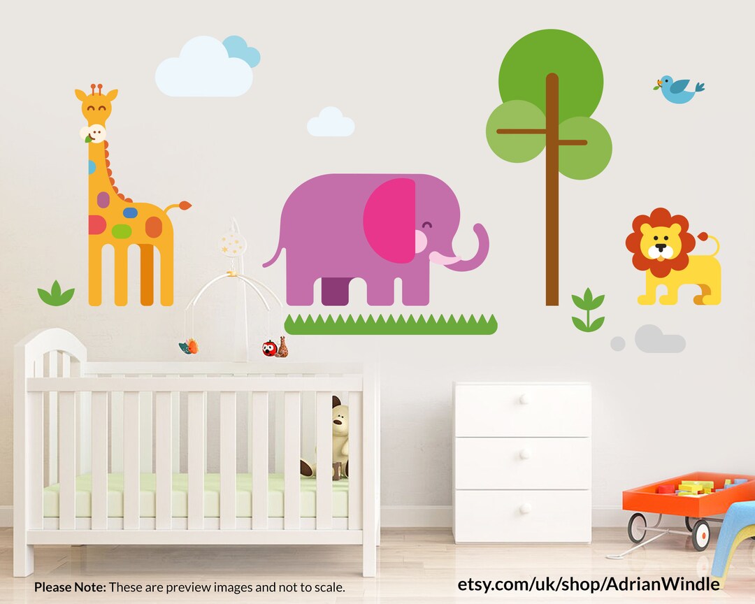 Childs Safari Theme Wall Decal Set INSTANT DOWNLOAD Digital Files